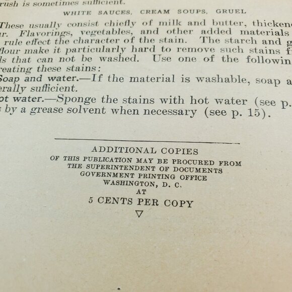 U.S. Department Of Agriculture Farmers Bulletin No 1474 Stain Removal Tips 1926 - Picture 9 of 13